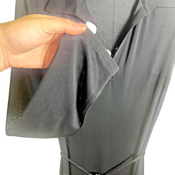 Vintage Y2k Black Sheer Mesh Long Sleeve Dress Pockets Whimsigoth L Petite - Picture 6 of 9